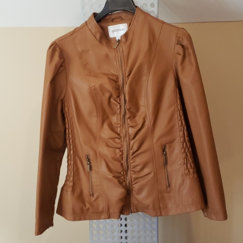 Avenue Brown Faux Leather Blazer 22/24